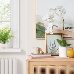 Potted Faux Orchid Flower Plant